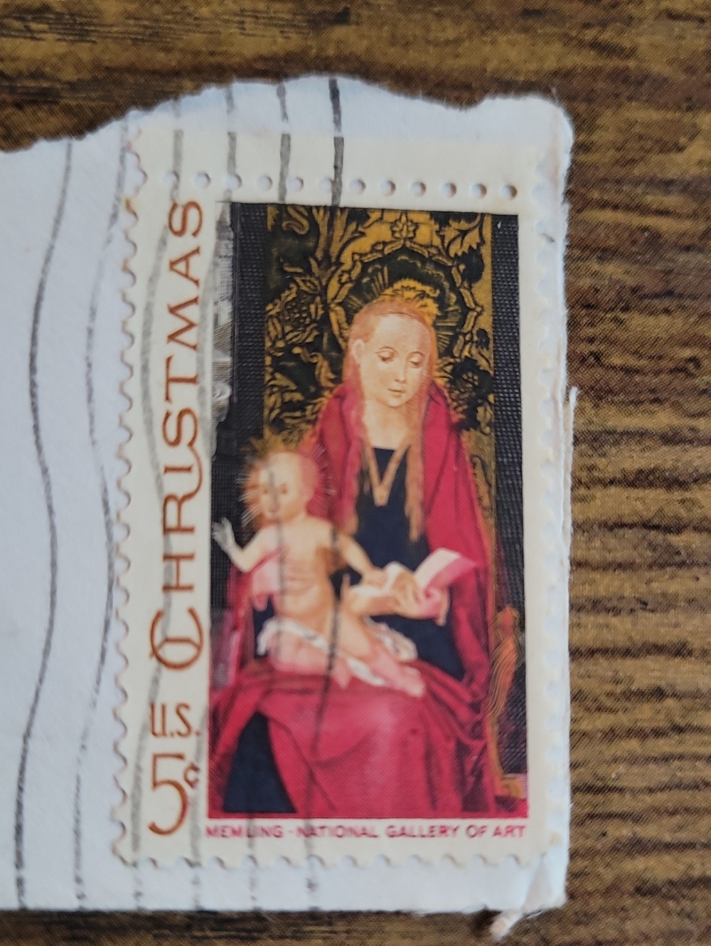 Christmas Art Stamp in Red and Gold